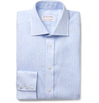 Kingsman - Turnbull & Asser Light-Blue Striped Cutaway-Collar Linen Shirt - Blue