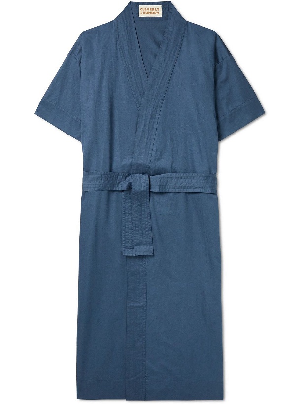 Photo: Cleverly Laundry - House Superfine Washed Cotton-Sateen Robe - Blue