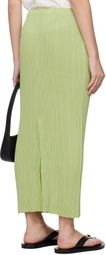 ISSEY MIYAKE Green Hatching Bottoms Maxi Skirt