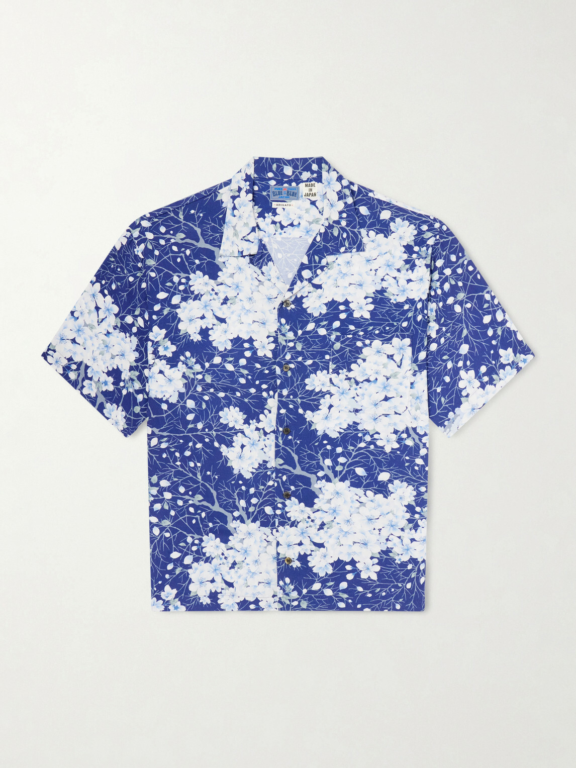 Blue Blue Japan - Sakura Kaza Convertible-Collar Woven Shirt - Blue