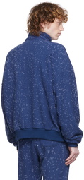 John Elliott Blue Spec Wool Half-Zip Sweater