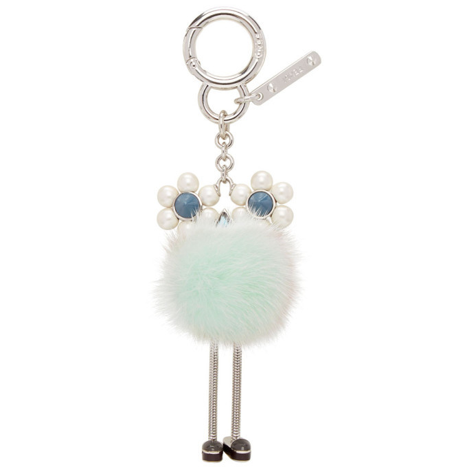 Fendi Blue Logo Fur Keychain Fendi