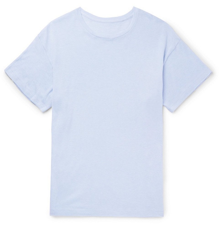 Photo: The Elder Statesman - Cotton and Cashmere-Blend T-Shirt - Light blue
