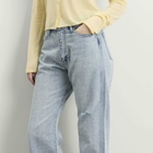 Auralee Women's Faded Selvedge Light Denim Pants in Light Indigo