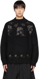 sacai Black Flower Embroidery Sweater