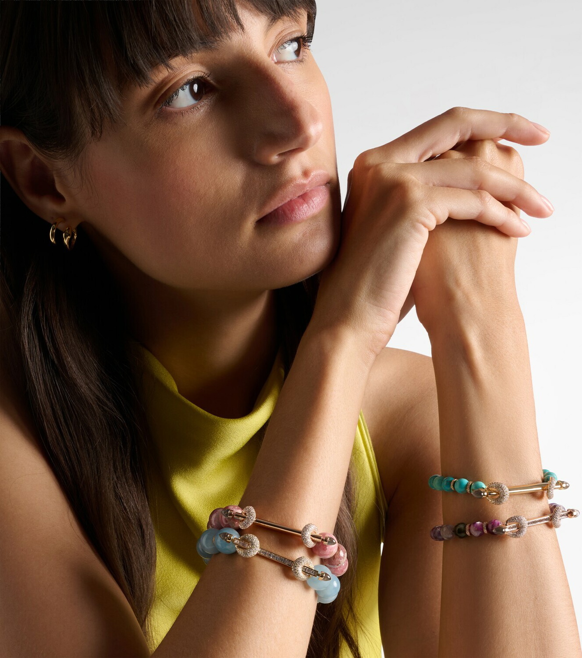 Ananya Chakra 18kt rose gold beaded bracelet with gemstones