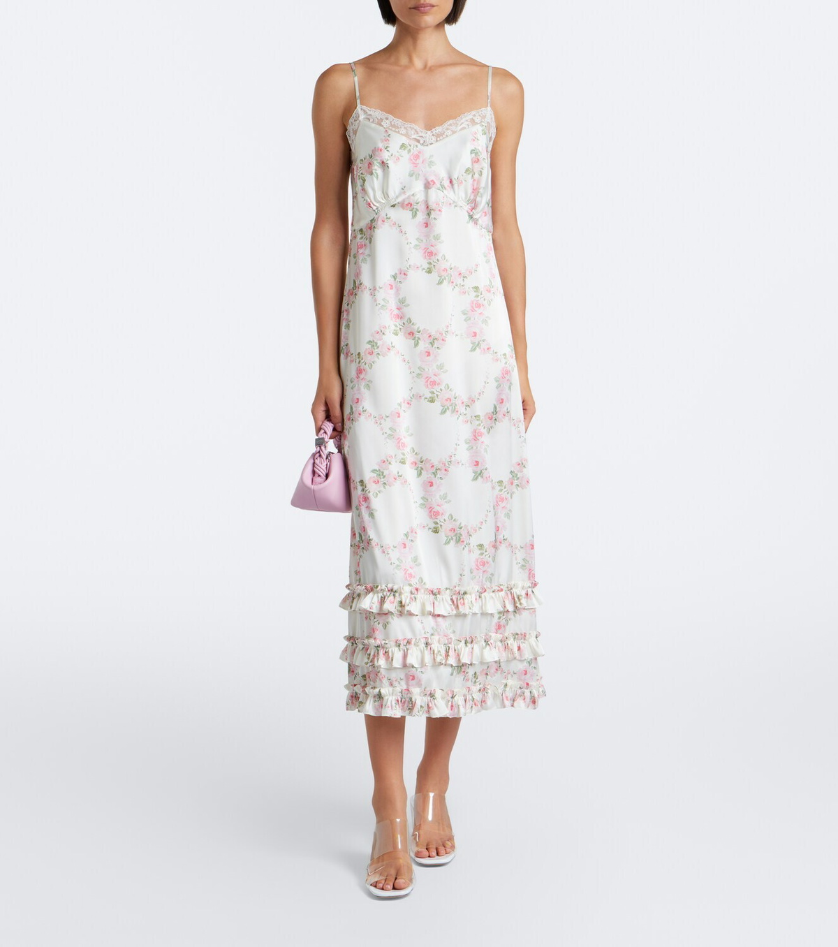 Simone Rocha Floral lace-trimmed satin slip dress