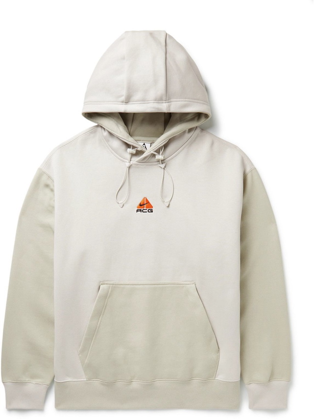 Photo: Nike - NRG ACG Logo-Embroidered Cotton-Blend Jersey Hoodie - Neutrals