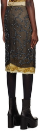 Dries Van Noten Brown Beaded Midi Skirt