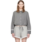 GANNI Gray Stretch Cotton Cropped Bowling Shirt