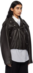Acne Studios Brown Lambskin Leather Biker Jacket
