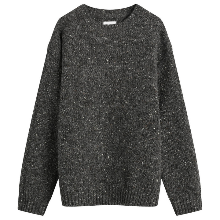 Photo: Norse Projects Men's Jonas Donegal Diamond Sweater in Charcoal Grey