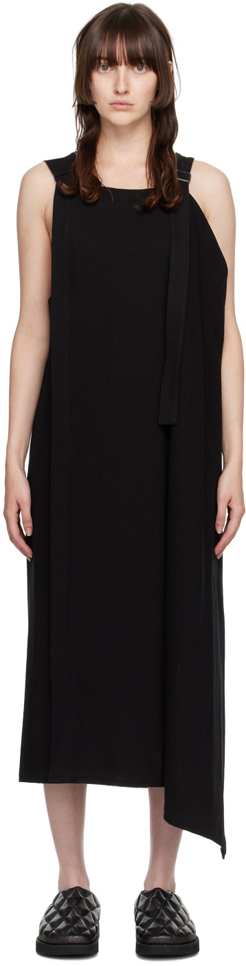 Y's Black Asymmetrical Maxi Dress