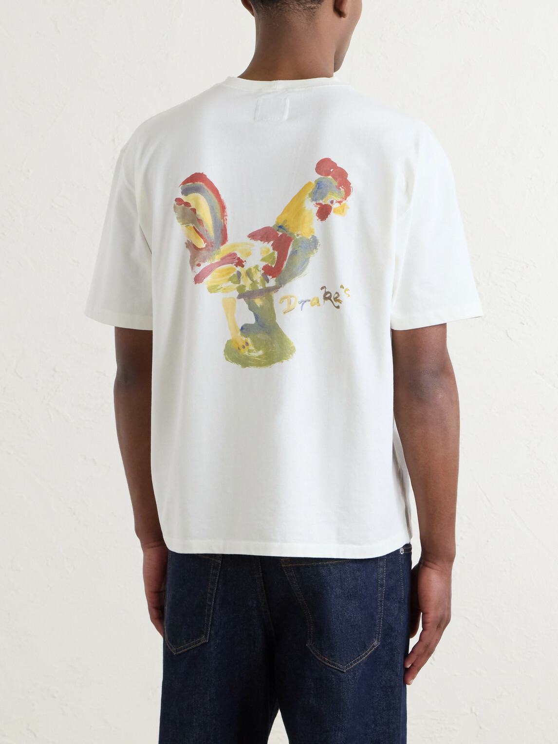 Drake's - Cockerel Printed Cotton-Jersey T-Shirt - White