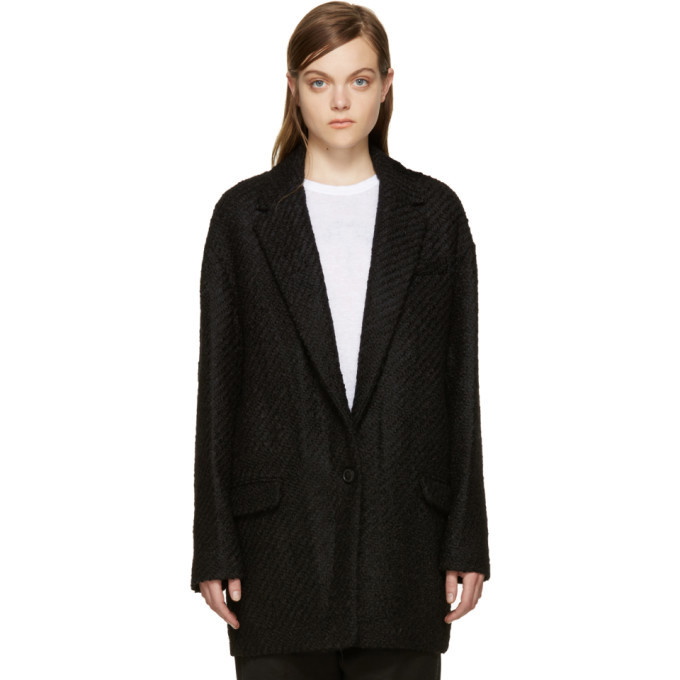 Marant Black Wool Tweedy Coat Isabel Marant
