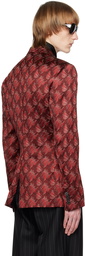 Dries Van Noten Burgundy Notched Lapel Blazer