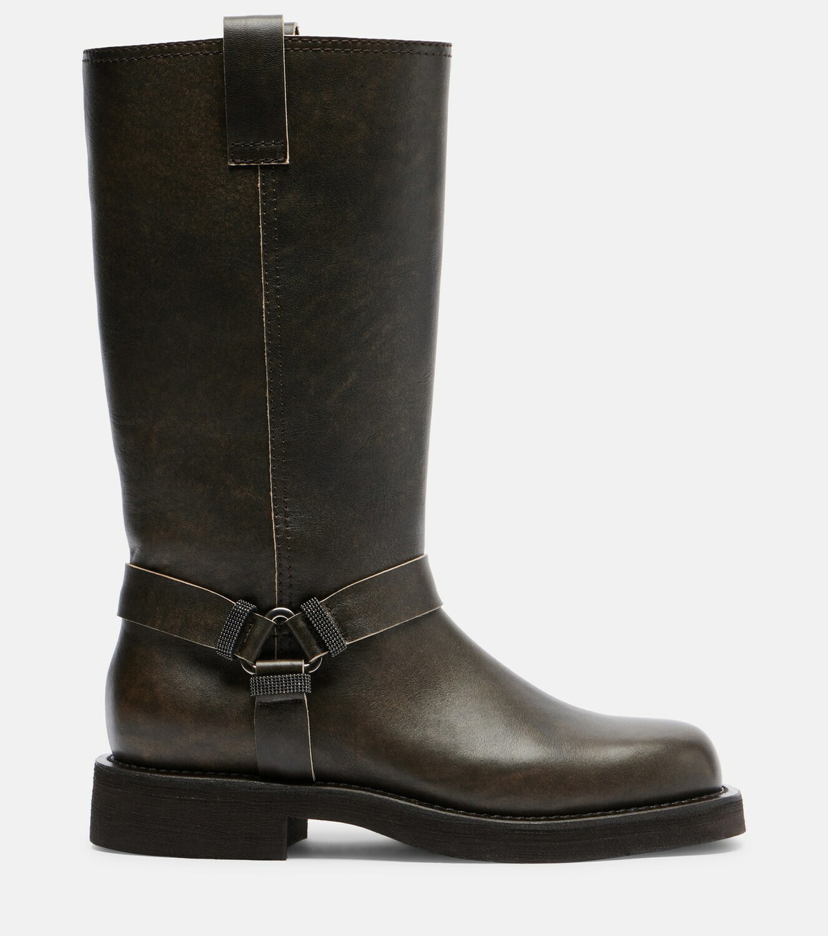 Brunello Cucinelli Monili leather knee-high boots
