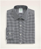 Brooks Brothers Men's Stretch Milano Slim-Fit Dress Shirt, Non-Iron Herringbone Gingham Ainsley Collar | Black