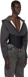 Mugler Gray & Black Corseted Hoodie