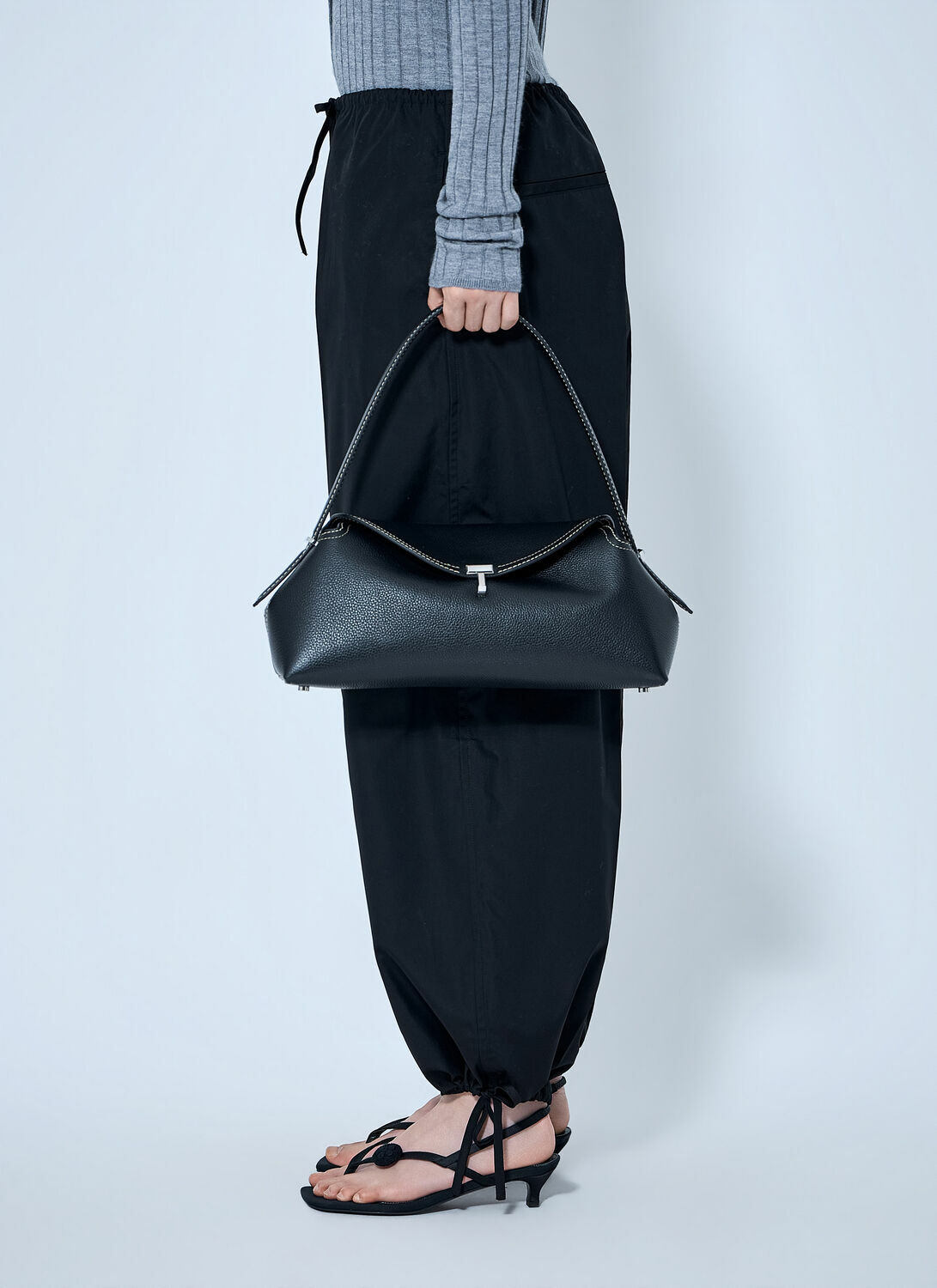 Toteme T-Lock Grained-Leather Shoulder Bag