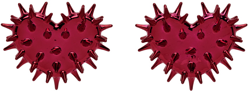 HUGO KREIT SSENSE Exclusive Pink Spiky Heart Earrings