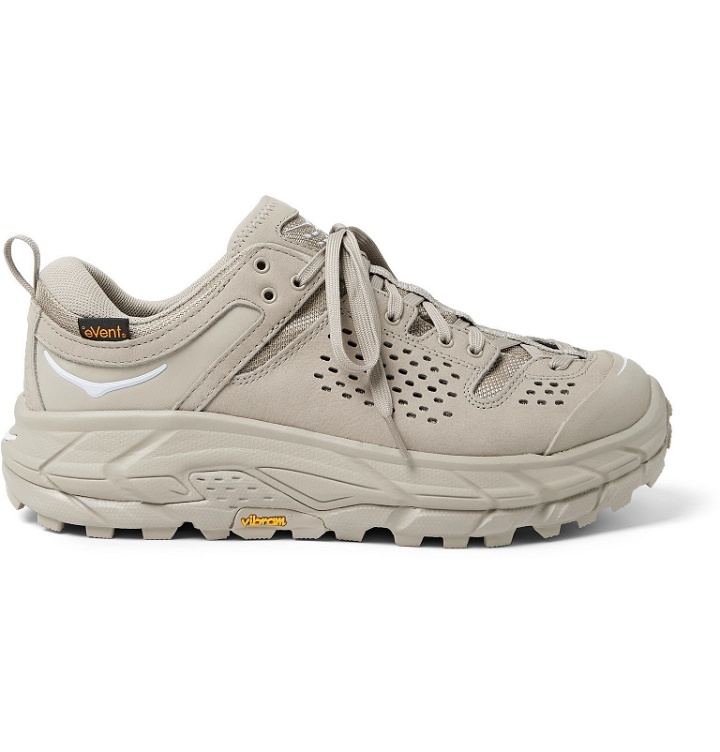 Photo: Hoka One One - Engineered Garments Tor Rubber-Trimmed Leather and Nylon Sneakers - Brown