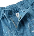 Story Mfg. - Bridge Wide-Leg Printed Organic Cotton-Twill Drawstring Shorts - Blue