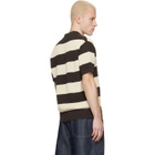 Lacoste Brown & Off-White Striped Sweater Polo