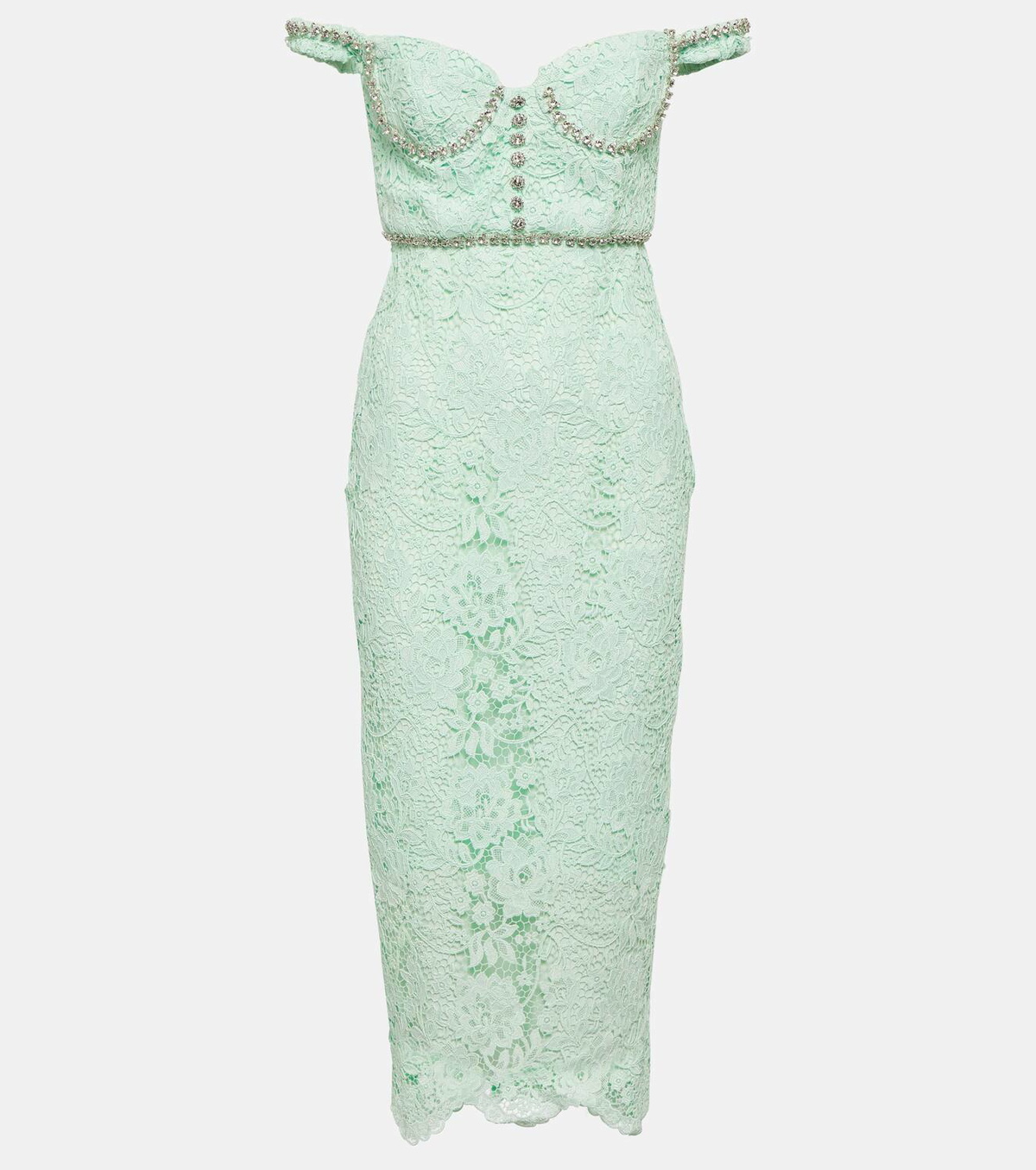 chinese dress ladies Pink Lace Embellished Midi Dress – self-portrait main image 1