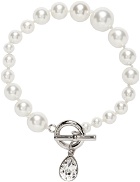 JW Anderson White & Silver Graduated Pearl & Crystal Anklet