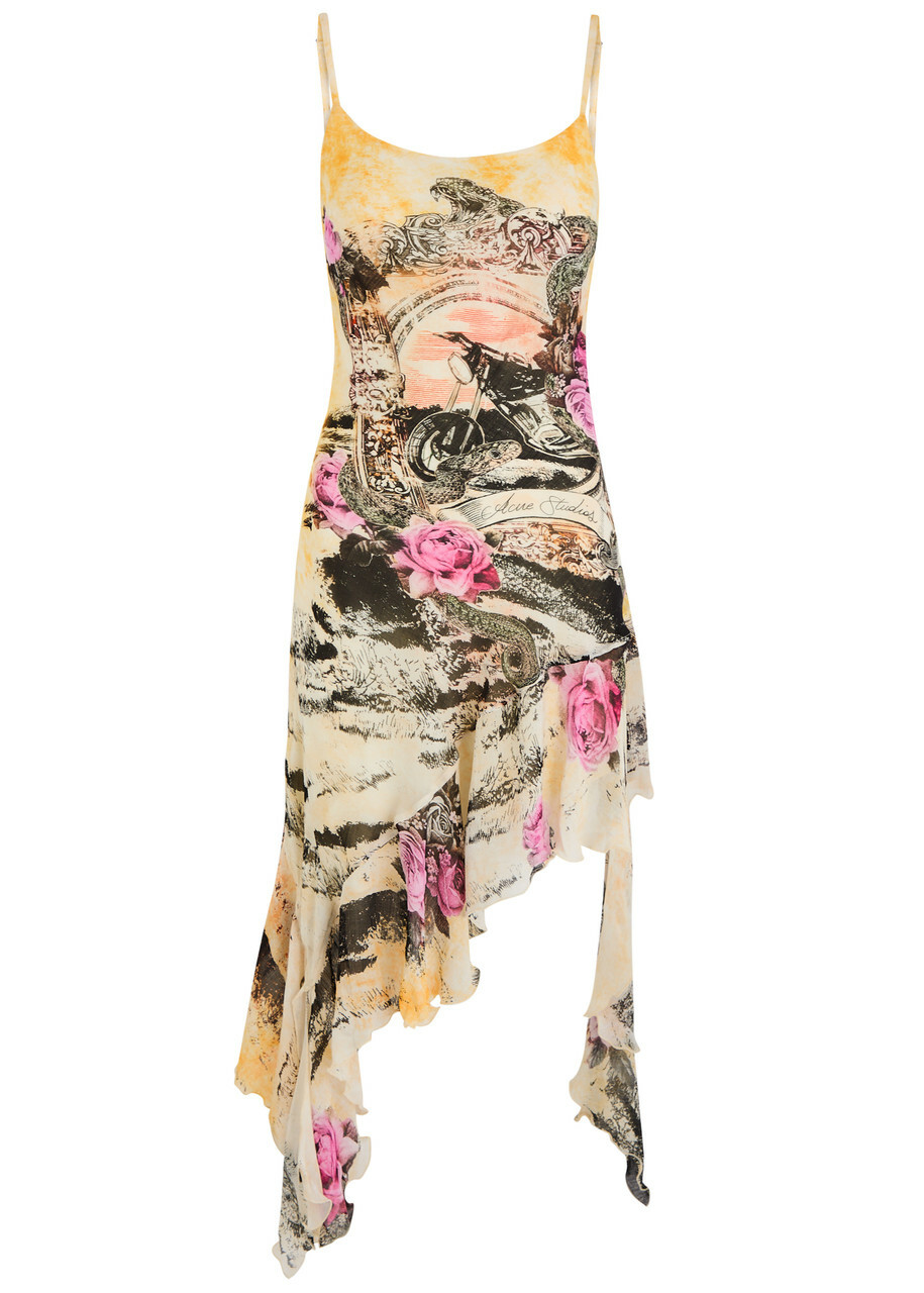 Acne Studios Danella Printed Asymmetric Chiffon Dress Multicoloured Acne  Studios