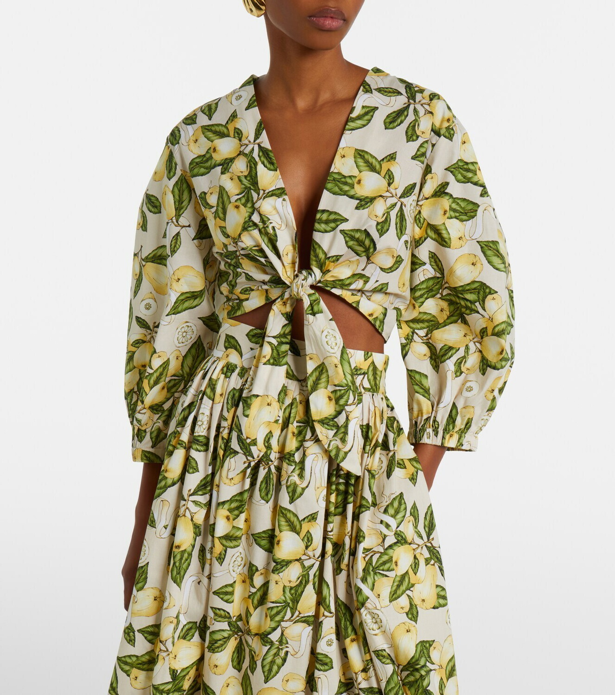 Adriana Degreas Printed cotton-blend crop top