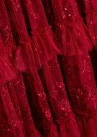 Needle & Thread Blossom Lace Floral Sequin-embellished Tulle Gown Red