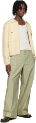 RECTO Beige Wide Fit Cotton Trousers