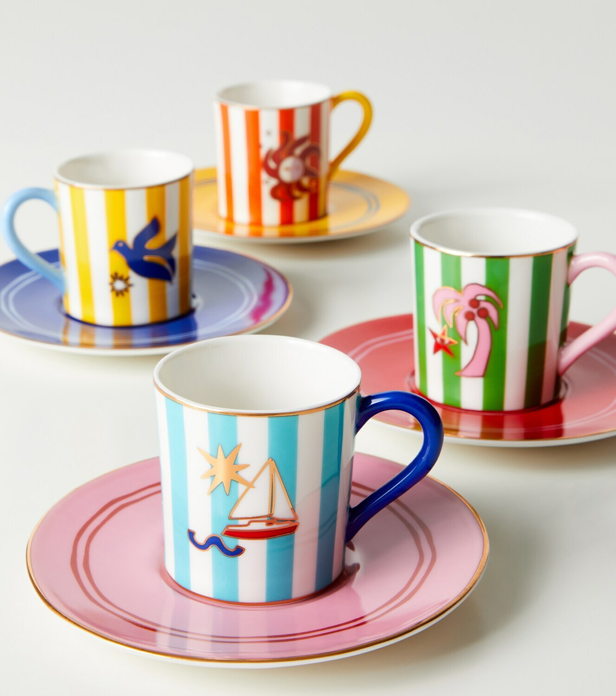 Jonathan Adler Playa set of 4 porcelain espresso cups