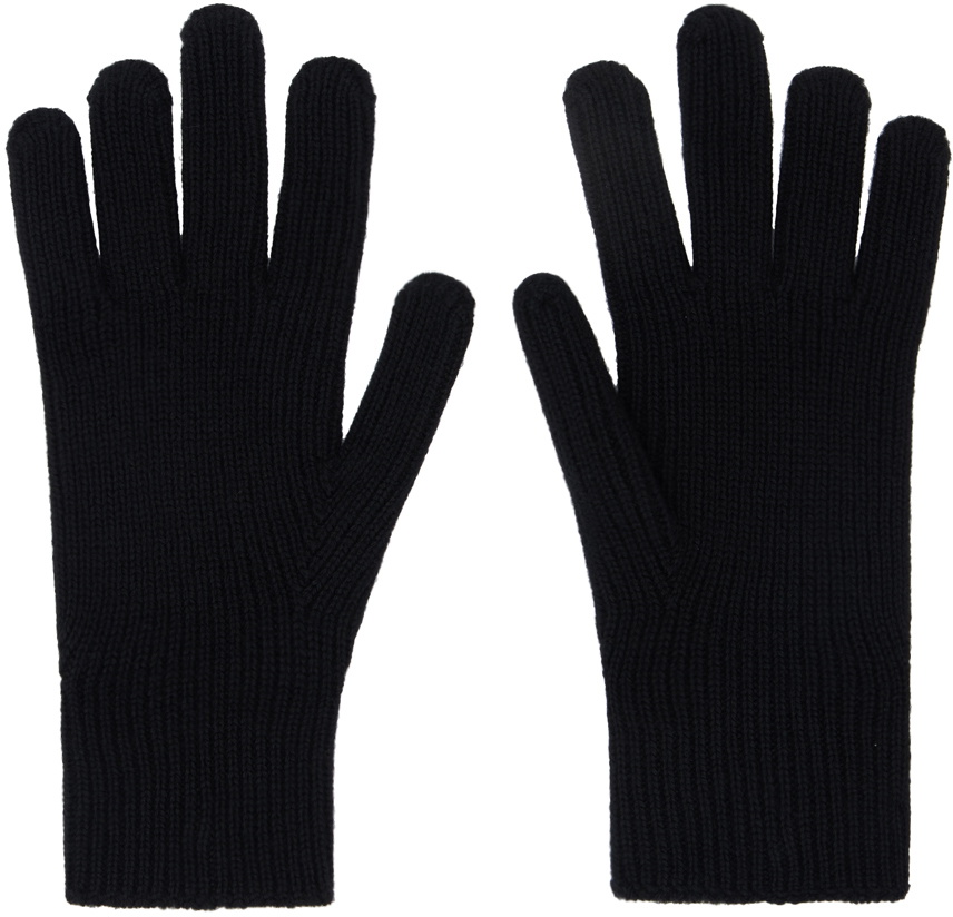 Moncler Black Virgin Wool Gloves