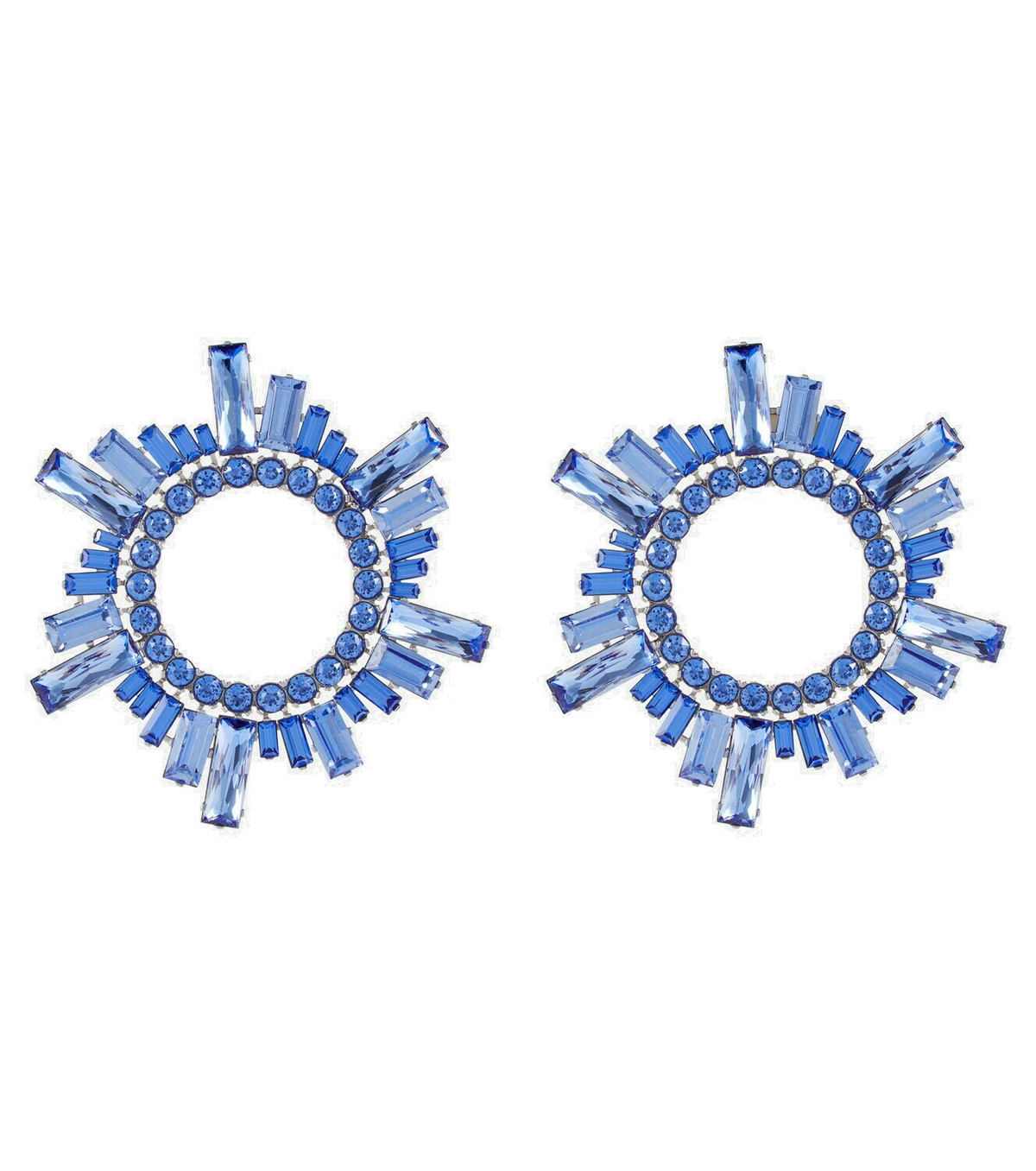 ピアス AMINA MUADDI Orecchini Multi Ring Hoop Big White Crystals with Shiny Silver Base