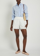 Anine Bing Kam Embroidered Cotton Shorts White
