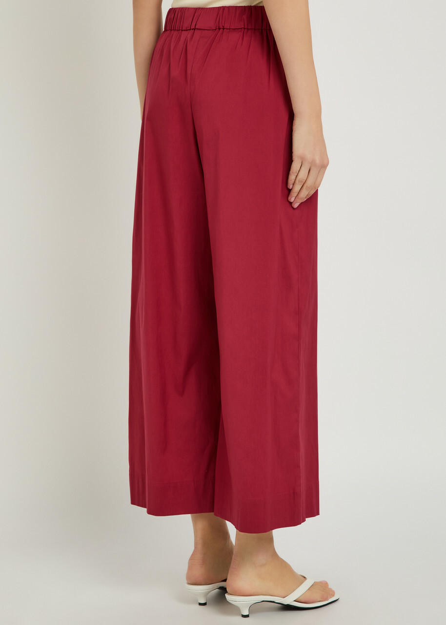 Max Mara Pece Wide-leg Cotton Trousers Burgundy