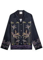 Forte_forte Printed Satin Shirt Navy