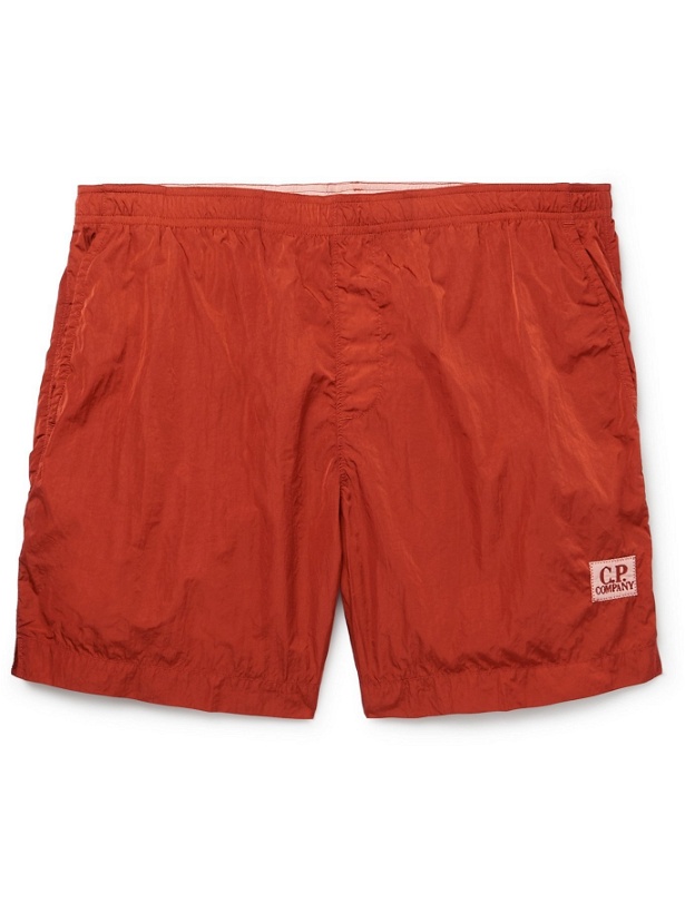 Photo: C.P. COMPANY - Logo-Appliquéd Garment-Dyed Mid-Length Swim Shorts - Orange