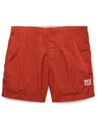 C.P. COMPANY - Logo-Appliquéd Garment-Dyed Mid-Length Swim Shorts - Orange