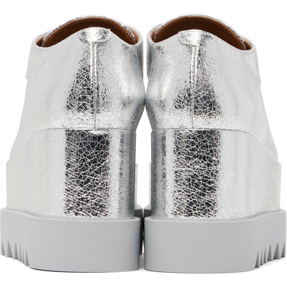 Stella McCartney Silver Elyse Metallic Crackled Platform Derbys