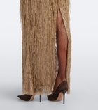 Marmar Halim Embellished fringed bustier gown