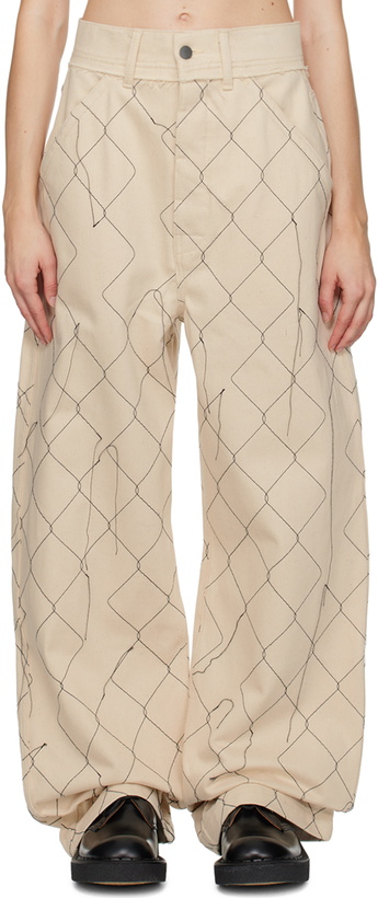 Photo: AIREI Beige Embroidered Jeans