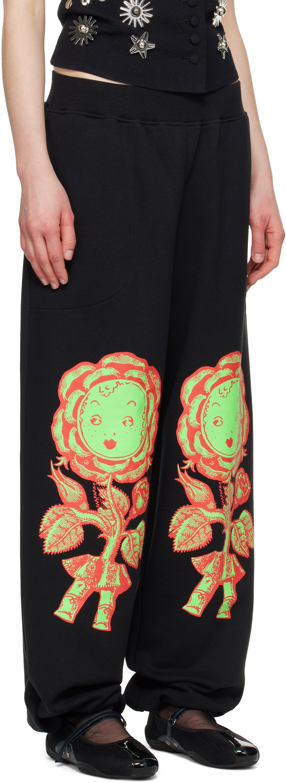 Chopova Lowena Black Rosebud Sweatpants