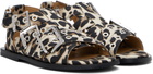 GANNI Beige & Black Feminine Buckle Strap Denim Sandals