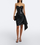 Alex Perry Draped leather corset dress