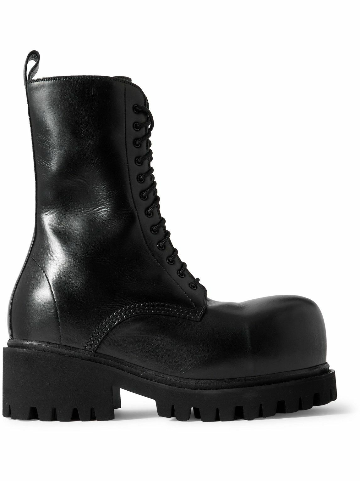 ロングブーツ Balenciaga Black Leather Strike Boots Men's Combat Strike Boot in Black | Balenciaga CA