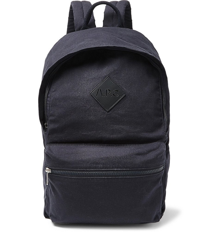 Photo: A.P.C. - Sadie Leather-Trimmed Canvas Backpack - Men - Navy